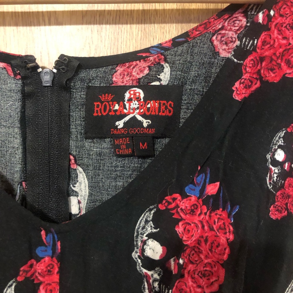 Royal Bones Black and Red Skull Floral Mini Dress - Picture 2 of 5
